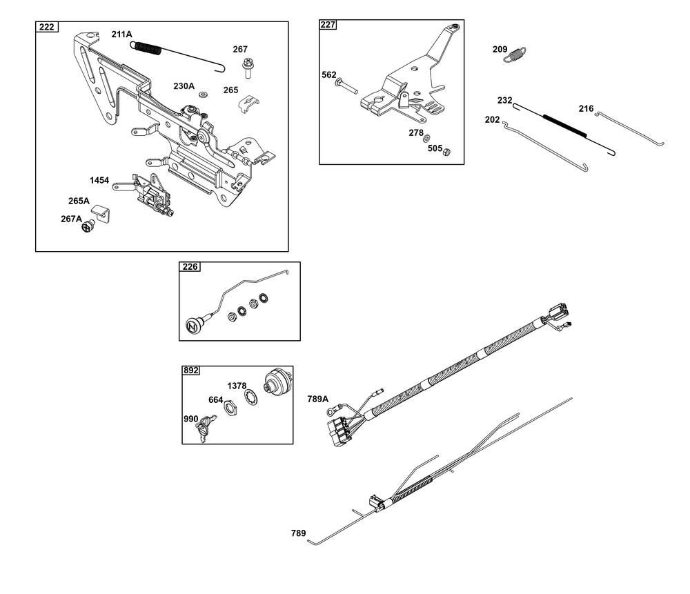 Controls Group Diagram and Parts List for 543477-0090-J1 400000 - 699999 Briggs and Stratton Engine